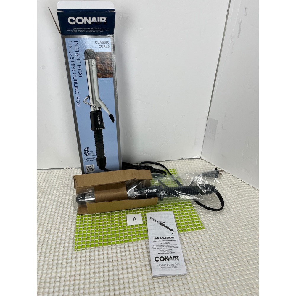 Conair Instant Heat 1 Inch Curling Iron Classic Curls Black New Damaged Box A‎